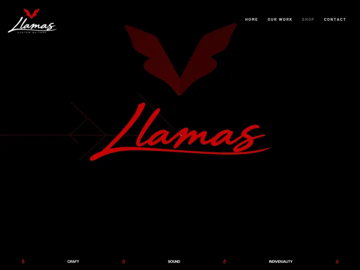 The Llamas website: the butterfly emblem above the Llamas wordmark