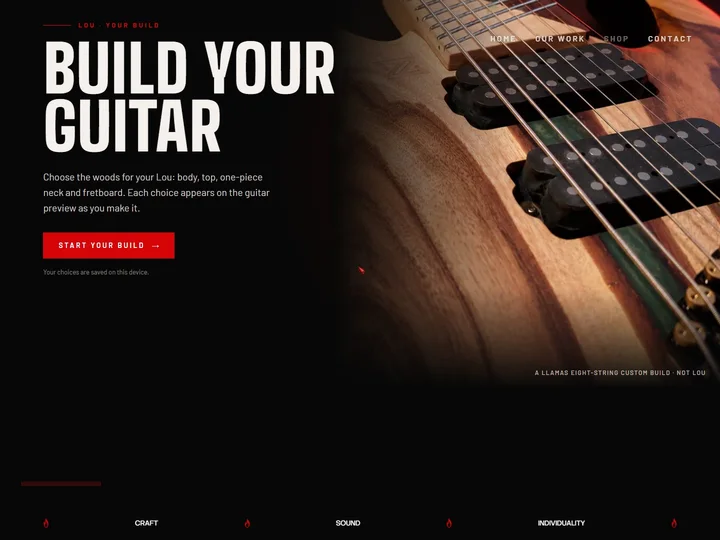 The Llamas website’s Build your guitar section