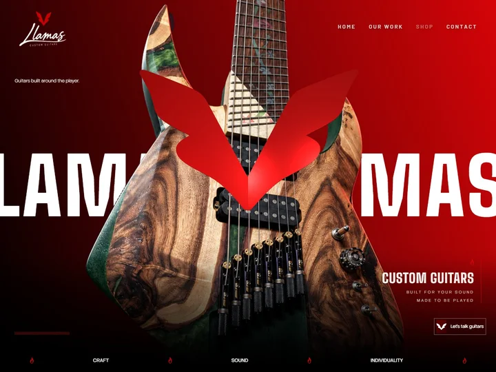 The Llamas website’s home page